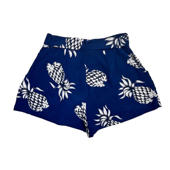Rails Gigi Shorts Women S Navy Silk Pineapple Print Self Tie Belt Pockets Casual - Picture 3 of 10